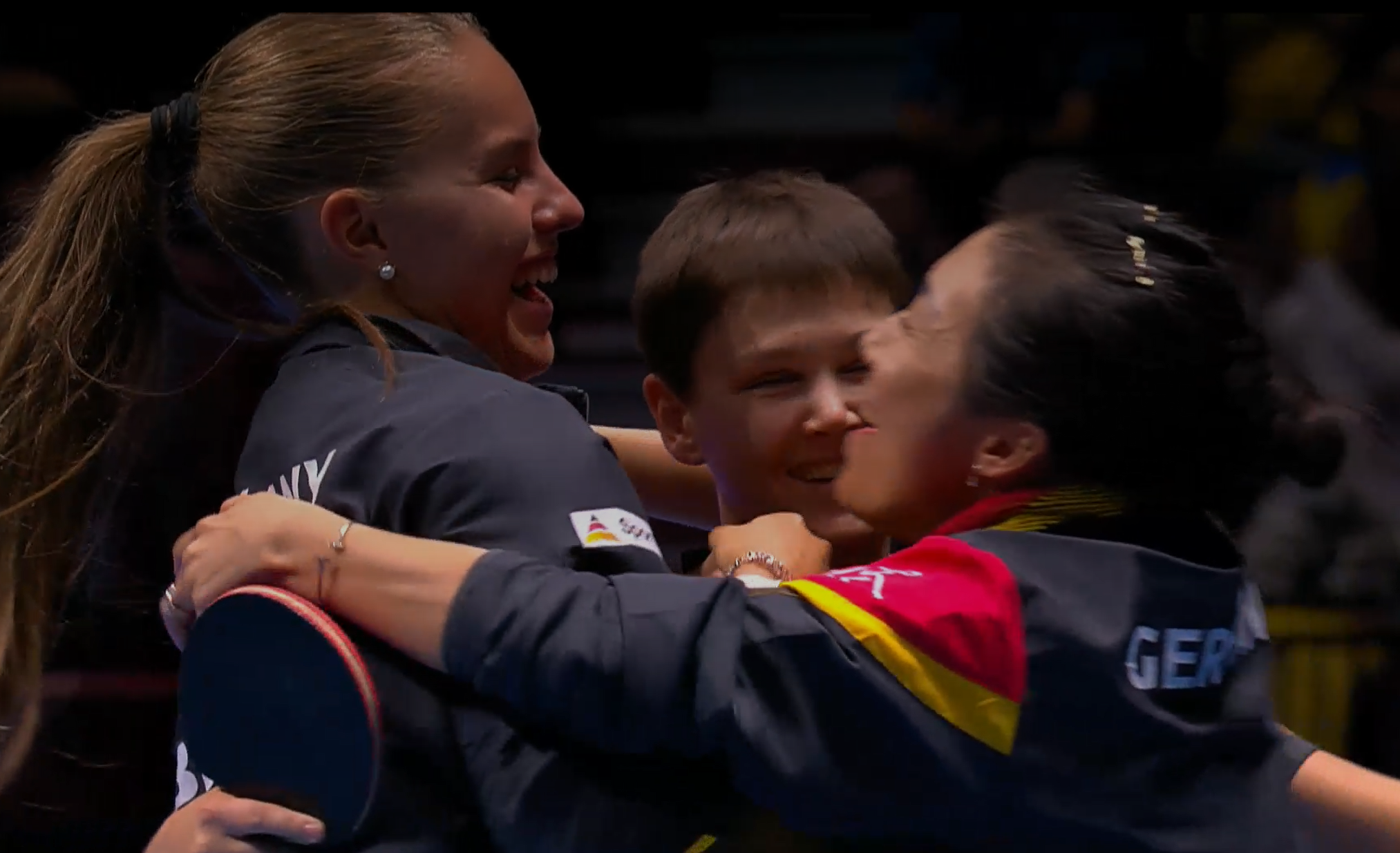 Munich, Germany. 18th Aug, 2022. Table Tennis: European Championship,  Doubles, Women, Final, Samara/Dragoman (Romania) - Polcanova  (Austria)/Sz·cs (Romania): Sofia Polcanova and Bernadette Szocs (r) in  action. Credit: Kolbert-Press/Gamel/dpa/Alamy Live