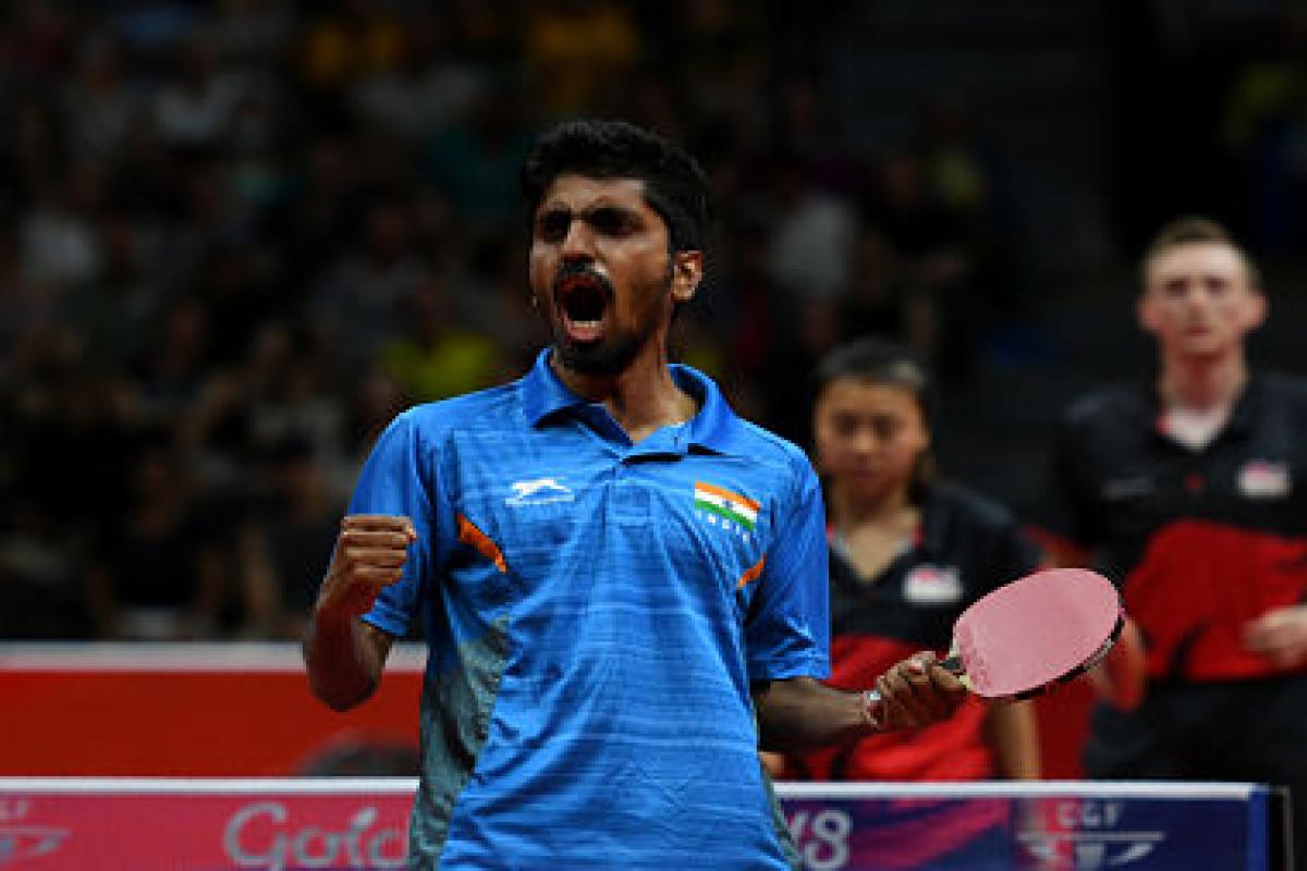 Sathiyan Gnansasekaran Practicing With Ping Pong Robot